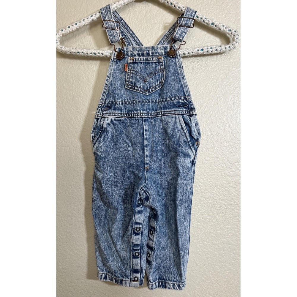 VTG Little Levis Size 12-18 Orange Tab Made USA Bib Blue Jean Denim Overalls